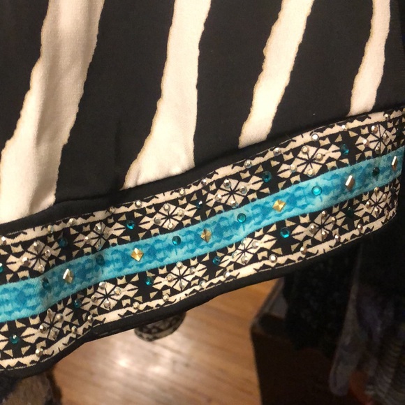 Black and White with Turquoise and Sequins Tunic - Picture 4 of 4